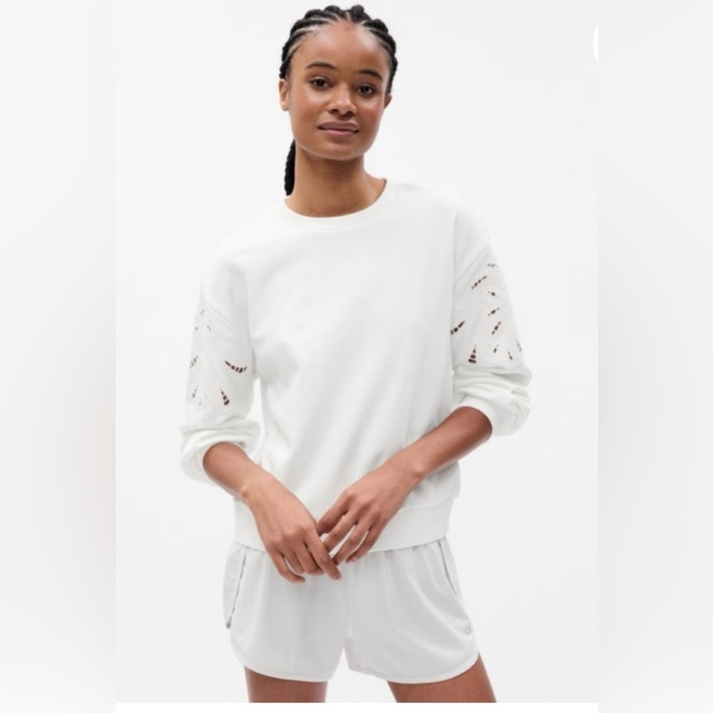 GAP vintage soft sweatshirt with floral laser cutouts, small